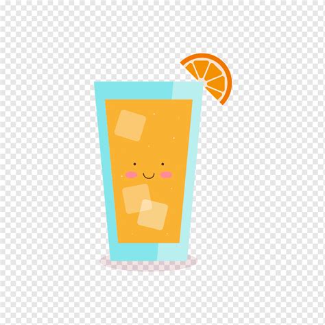 Orange Juice Cartoon Drink Yellow Orange Juice In The Blue Cup Blue