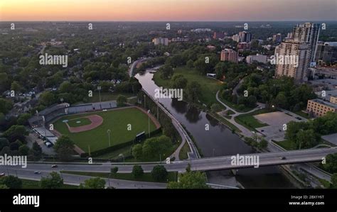 Labatt Park Aerial Sunset London Ontario Downtown Stock Photo Alamy