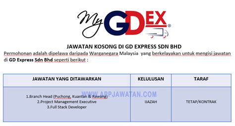 See more of gd express sdn. Jawatan Kosong di GD Express Sdn Bhd - APPJAWATAN MALAYSIA