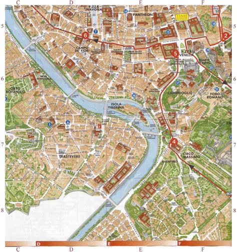 Plano De Roma Con Monumentos Mapa