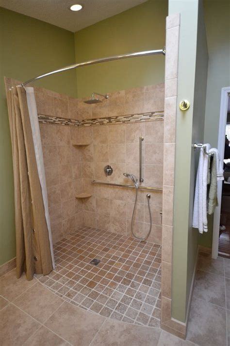 Handicapped Accessible Shower Roll In Shower Curved Rod Bathroom