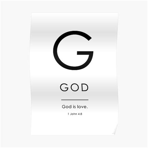G For God 1 John 48 God Is Love Bible Verse Poster For Sale By