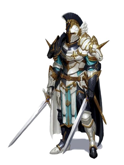 Male Human Knight Fighter Dual Wield Swords Plate Armor