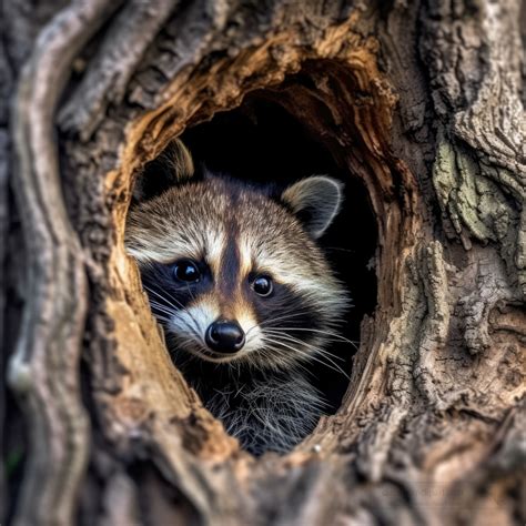 Raccoon Pictures Raccoon Hiding A Tree