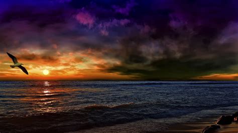 Download 1920x1080 Hd Wallpaper Overcast Sunset Beach