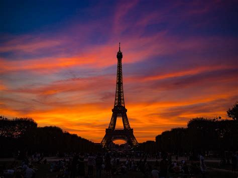 Eiffel Tower Sunset Background Paris Sunset France Wallpapers Tower