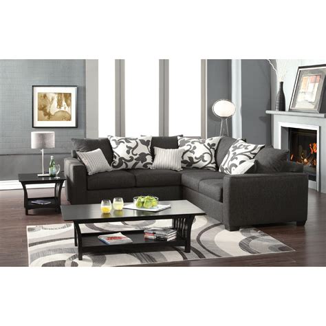 I wanted to add some color i'm having trouble finding the right color rug for my living room. Venetian Worldwide CRANBROOK Charcoal Gray Sectional Sofa ...