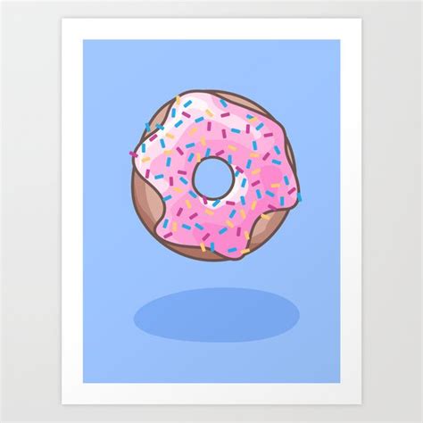 Pink Strawberry Donut Art Print By Xooxoo Society6