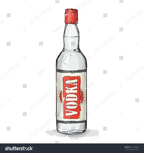 Hand Draw Vodka Bottle Vector Illustration Stock Vector Royalty Free