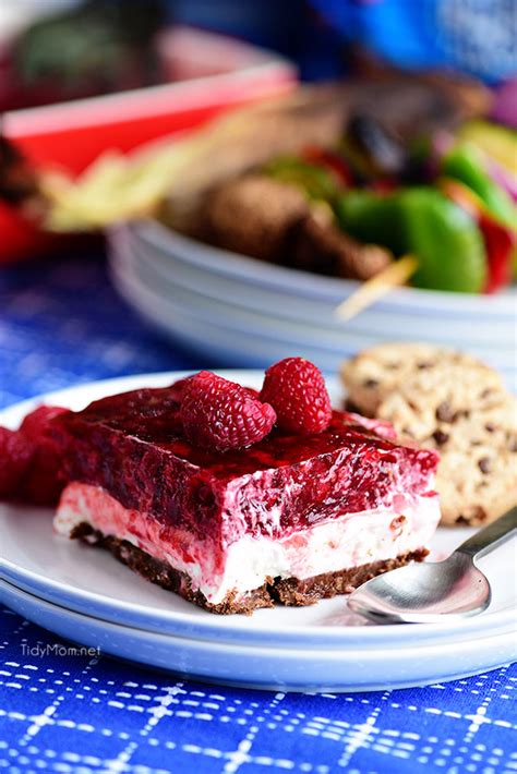 Raspberry cheesecake bars are a perfect dessert. No-Bake Raspberry Cheesecake with Backyard BBQ Tips | TidyMom®