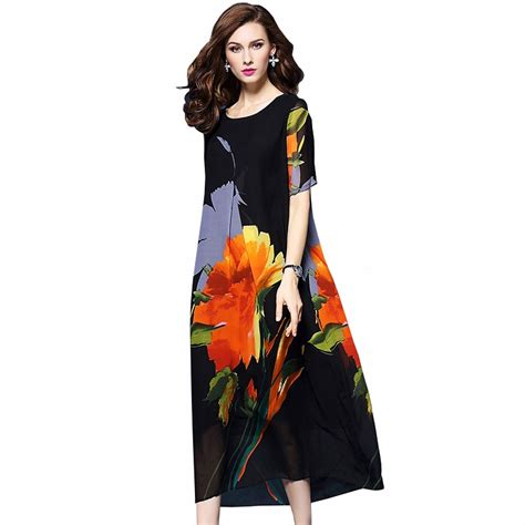 European 3xl Plus Size Fashion High End 2018 Women Long Dress O Neck