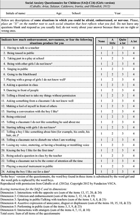Liebowitz Social Anxiety Scale Child Adolescent Version Pdf