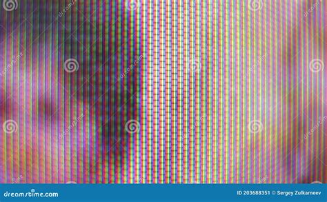 Extreme Close Up Of Television Screen Pixels Rgb Leds Blinking Lights