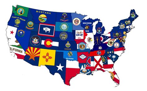 Us State Flag Map Uses Last Official Flag For Ms Vexillology