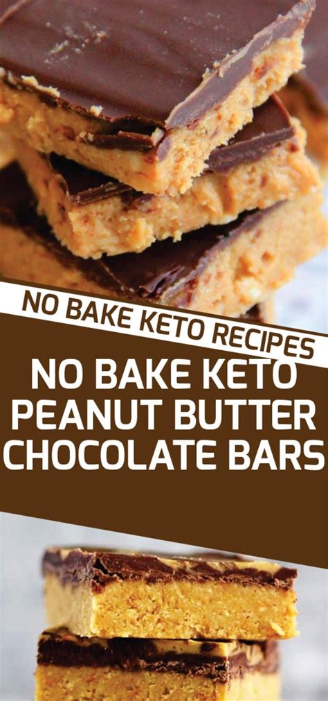 We use the peanut butter that has to be stirred every time to stir the oil back in. NO BAKE KETO PEANUT BUTTER CHOCOLATE BARS | Easy cake ...