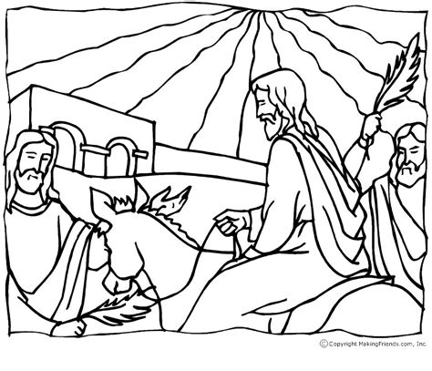 Palm Sunday Coloring Page With Jesus Coloring Pages