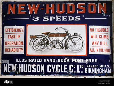 New Hudson Vintage Motorcycle Sign Stock Photo Alamy