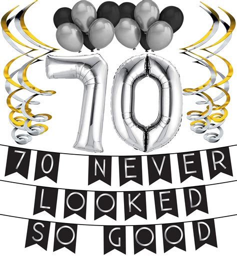 Buy 70 Never Looked So Good Birthday Party Pack Black And Silver Happy