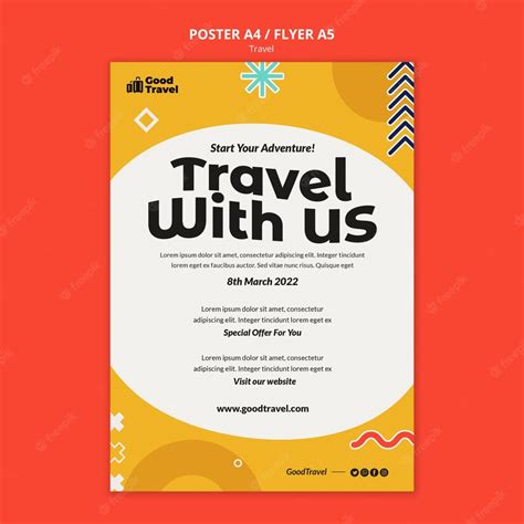 Free Psd Flat Design Travel Poster Template