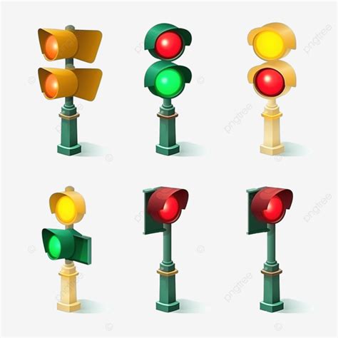 Isometric Red Yellow Green Traffic Light 3d Universal Scenery