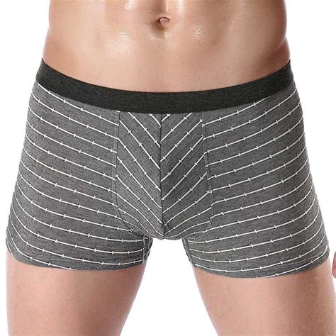 Mens Boxer Shorts Pants Underpants Striped U Convex Pouch Sexy Mid Rise 3xl Plus Size Male