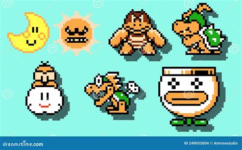 Set Of Boss Enemies Characters From Super Mario Bros 3 Classic Video