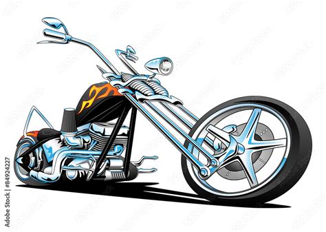 Custom American Chopper Motorcycle Isolated Vector Illustration Stock