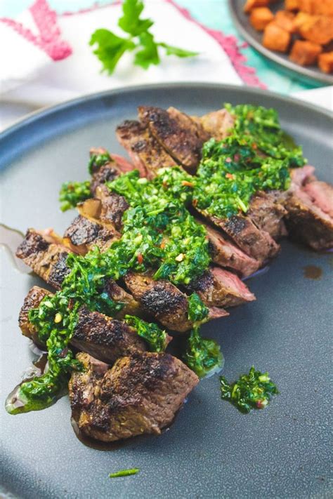 Skillet Cooked Ny Strip Steak With Chimichurri Sauce Recipe Ny Strip Steak Recipes Ny Strip