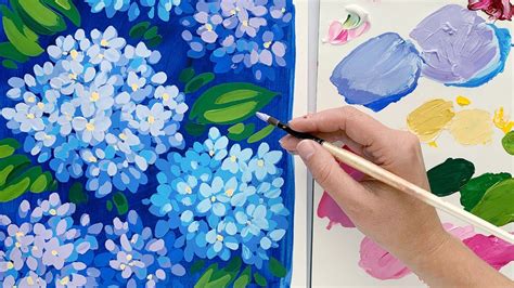 Painting A Hydrangea In Acrylic Youtube