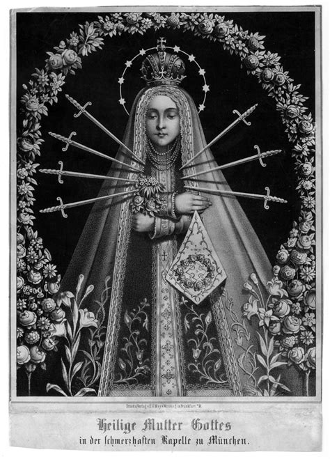 A Print Of The Statue Of Our Lady Of Sorrows In The Schmerzhaften