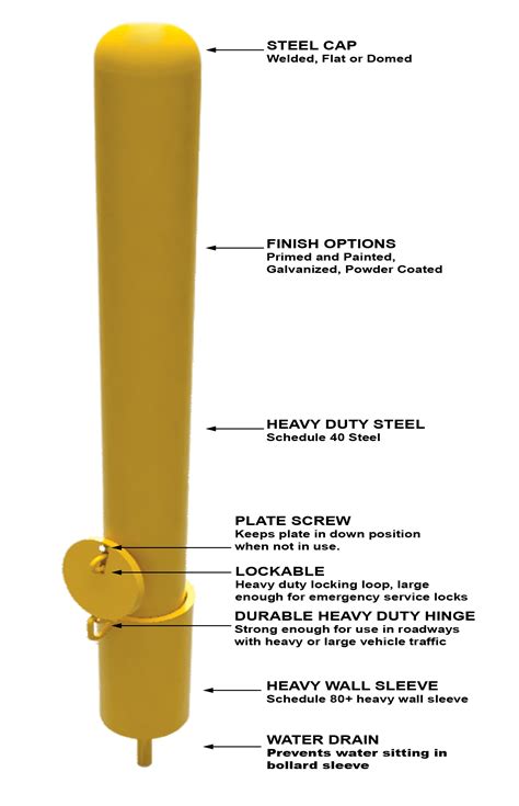 Removable Lockable Bollards Affordable Heavy Duty Protection Inch