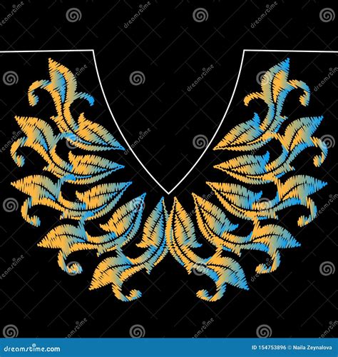 Baroque Neckline Embroidery Pattern Vector Hatching Grunge Texture