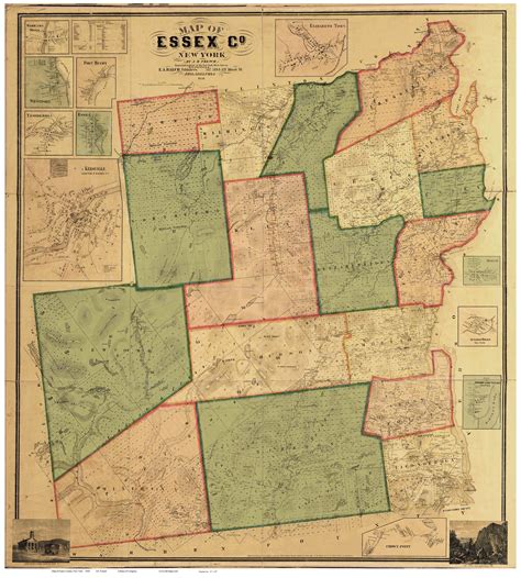 Essex County Ny 1858 Wall Map Reprint