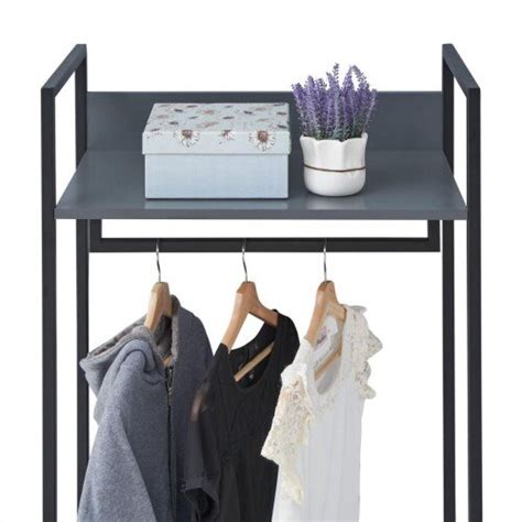 Zahra Open Narrow Wardrobe With 4 Shelves Dark Grey No 10 Furniture