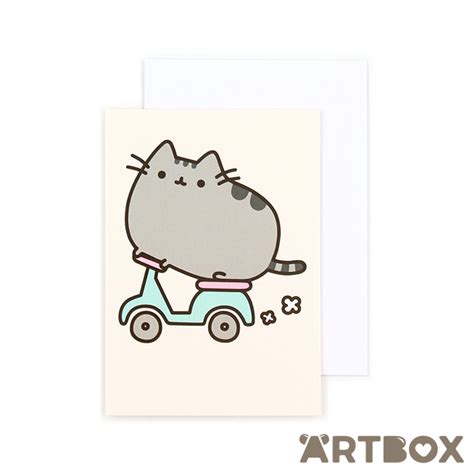 Buy Pusheen Scooter Ride Mini Greeting Card At Artbox