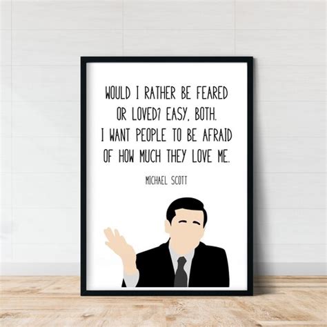 Michael Scott The Office Wall Art Feared Or Loved Funny Etsy
