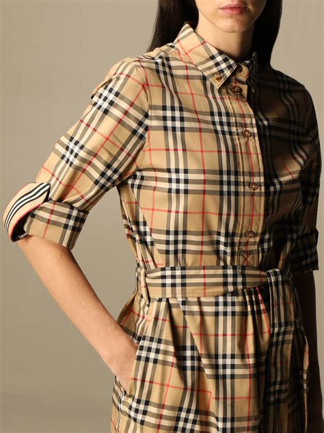 Burberry Shirt Dress In Stretch Cotton With Vintage Check Pattern