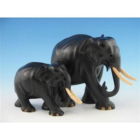 Pair Carved Elephants W Pre Ban Ivory Tusks