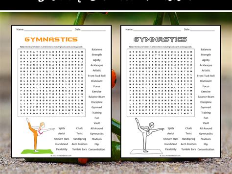 Gymnastics Word Search Puzzle Teaching Resources