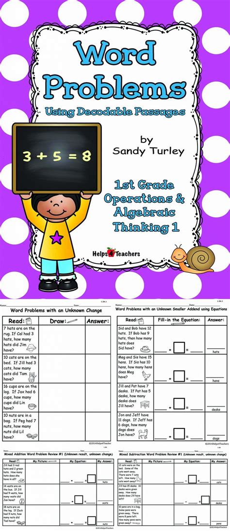 Have you considered using numberless word problems in first grade? Word Problems Using Decodable Passages: 1st Grade 1OA.1 ...