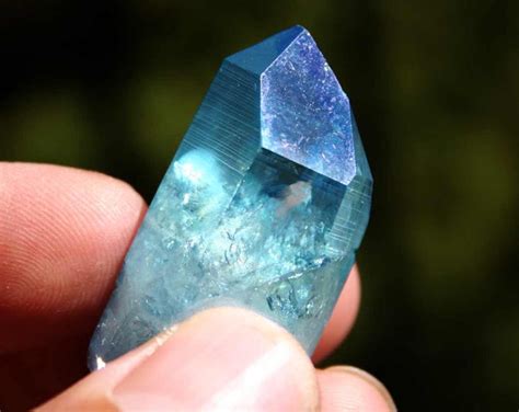 Aqua Aura Blue Quartz Crystal Point Etsy Canada
