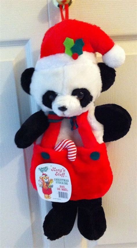 Perfect treat to stuff those christmas stockings with. Vintage Santa's Best Plush Panda Christmas Stocking 20 ...