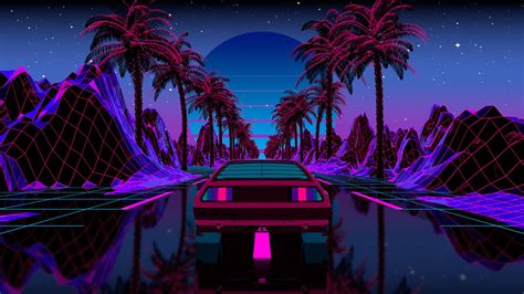 Car Outrun Out Run Synthwave Retrowave Vaporwave Scenery Digital