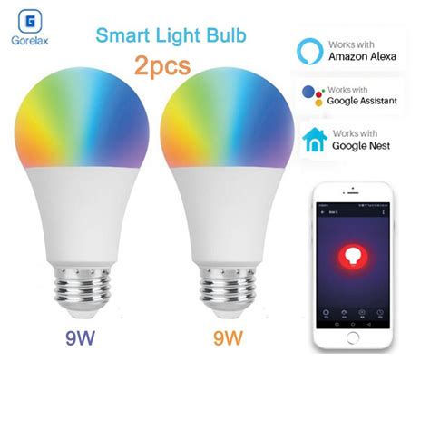 Discount 2pcspack 9w E27 Smart Wifi Led Light Bulb Rgbw Dimmable