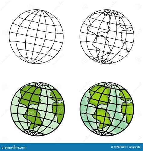 Draw A Globe In Steps Stock Illustration Illustration Of Continent