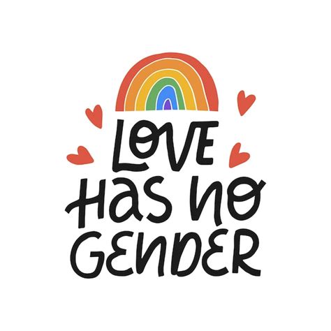 Love Has No Gender Hand Drawn Lettering Phrase Pride Day Lgbt