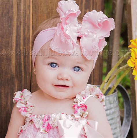 Buy Large Pink Ruffle Hair Bow Baby Girl Headband Online At Beautiful