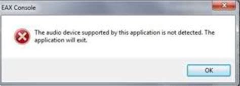 Was this a problem in previous software versions. Audio device supported by this application is not detected ...