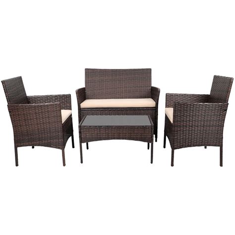 Buy Walnew 4 Pieces Outdoor Patio Furniture Sets Rattan Chair Wicker
