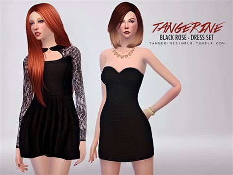 My Sims 4 Blog Black Rose Dress Set By Tangerine